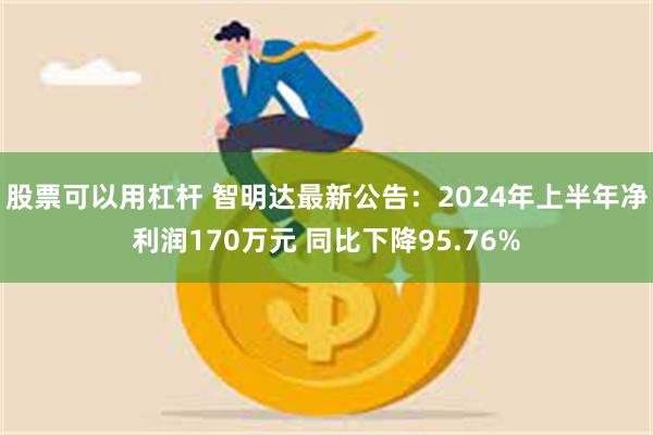 股票可以用杠杆 智明达最新公告：2024年上半年净利润170万元 同比下降95.76%